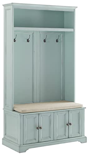 Crosley Furniture Holbrook Hall Tree, Distressed Seafoam Blue - WoodArtSupply