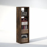 Furinno Cubicle Record Player Stand with Vinyl Storage, 4-Cube 1.2 Extra Thick Vinyl Record Storage, Open Back Media Shelf for CD DVD Blueray Game Disc, for Living Room, Home Office, Amber Pine Furinno