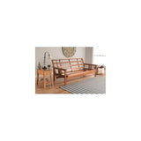 HomeStock Asian Allure Fusion Futon Wood Frame Classic Style with Mission Style Arms with Solid Pattern with Foldable Feature for Lounge Room with Tight Back Full Frame Without Drawers/Barbados HomeStock