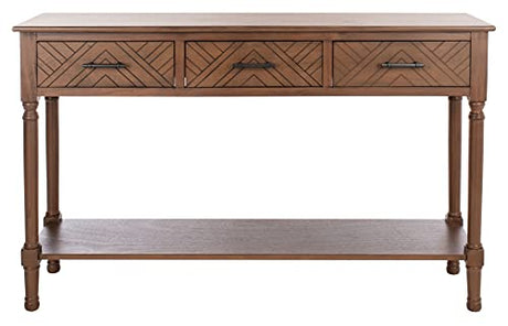 SAFAVIEH Home Collection Peyton Brown 3-Drawer Lower Shelf Console Table CNS5705C SAFAVIEH