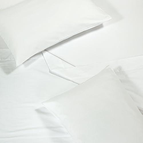 Royale Linens 300 Thread Count 100% Long Staple Combed Cotton Stripe Sheet Set - 4 Piece Queen Bed Sheets - 1 Fitted, 1 Flat & 2 Pillow cases - Soft Cool & Crisp Sheet Set (Queen, Narrow Stripe White) ROYALE LINENS