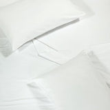 Royale Linens 300 Thread Count 100% Long Staple Combed Cotton Stripe Sheet Set - 4 Piece Queen Bed Sheets - 1 Fitted, 1 Flat & 2 Pillow cases - Soft Cool & Crisp Sheet Set (Queen, Narrow Stripe White) ROYALE LINENS