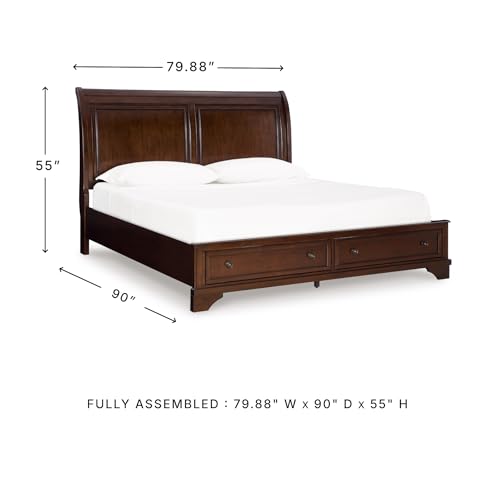 Signature Design by Ashley Trellington Traditional King Sleigh Storage Bed, Foundation or Box Spring Not Needed, Dark Brown Signature Design by Ashley