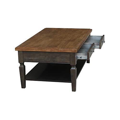 IC International Concepts Vista Coffee Table, 20", Hickory/Washed Coal - WoodArtSupply