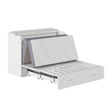AFI, Southampton Murphy Bed Chest Full with 6" Mattress, Built-in USB Charger & Storage Drawer, White AFI