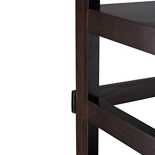 SIMPLIHOME Acadian SOLID WOOD 30 Inch Transitional Ladder Shelf Bookcase in Brunette Brown, For the Living Room, Study Room and Office SIMPLIHOME