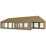 Outsunny 20' x 40' Heavy Duty Party Tent, Galvanized Outdoor Canopy Tent Large Event Shelter with Removable Sidewalls, 12 Windows and 2 Doors, Tents for Parties, Wedding, Events, BBQ Grill, Brown Outsunny