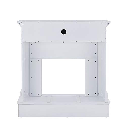 SEI Furniture Jacksdale Faux Stone Accent Electric Hidden Media Shelf Fireplace, White SEI Furniture