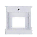 SEI Furniture Jacksdale Faux Stone Accent Electric Hidden Media Shelf Fireplace, White SEI Furniture