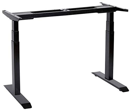 UNICOO - Electric Stand Up Desk Frame with Dual Motor, 3 Stage Up Lifting Legs, Rise UP Electric Adjustable Height and Width Standing Desk Frame with 4 Memory Keypad (Dual Motor Frame - Black - WoodArtSupply