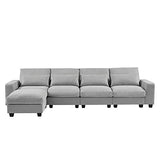 Merax 129" Large Modular Sectional Sofa 5 Pieces Modern L Shaped Couch with Deep Wide Chaise for Living Room Love Seats, Light Gray Merax