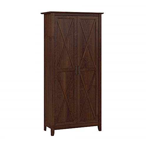 Bush Furniture Key West Tall Storage Cabinet with Doors in Bing Cherry Accent Chest for Home Office, Living Room, Entryway, Kitchen Pantry and More