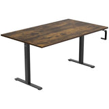 Mount-It! Hand Crank Standing Desk with 55" One-Piece Oak Pattern Tabletop | Manual Adjustable Desk, Smooth Hand Crank Sit-Stand, One-Piece Seamless Surface, 132 lb, Black Frame Mount-It!