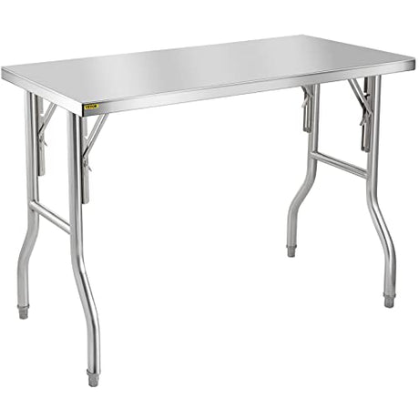 VEVOR 48 x 30 Inch Commercial Prep, Heavy-Duty Folding 661 lbs Load, Work Table, Silver Stainless Steel Kitchen Island VEVOR