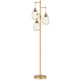 Dimmable Industrial Floor Lamps for Living Room, Gold Tree Standing Tall Lamps with 3 Elegant Teardrop Cage Head & 800 Lumens LED Bulbs for Bedroom Office Torondo