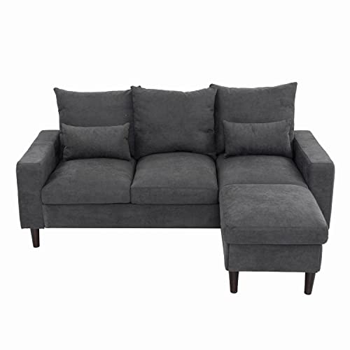 Panana 3 Piece Small Sofa Set, Sectional Sofa Loveseat with Ottoman for Small Space Living Room Apartment (Grey) Panana