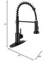 WEWE Kitchen Faucets with Pull Down Sprayer Commercial Industrial Stainless Steel Single Handle Single Hole Spring Farmhouse RV Sink Faucet, Matte Black Kitchen Faucet for Laundry Utility Room Sink WEWE