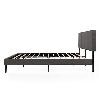 Zinus Cambril Minimalist Upholstered King Bed Frame with Bamboo Slats – No Box Spring Required - WoodArtSupply