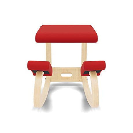 Varier Variable Balans Original Kneeling Chair Designed by Peter Opsvik (Red Revive Fabric with Natural Ash Base) Varier