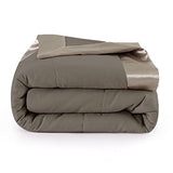 COMFLIVE Down Alternative Blanket with Satin Trim, Twin Size Lightweight Blanket for Bed- Spring Summer Comfort Soft - Moisture Absorption and Removal Treatment 68”x90” (Mocha, Twin) COMFLIVE