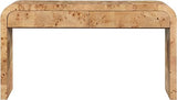 Meridian Furniture 269-S Cresthill Collection Mid-Century Modern Console Table with Ash Burl Wood, Natural Ash Finish, Curved Art Deco Design, 54" W x 14" D x 30" H, Natural Meridian Furniture