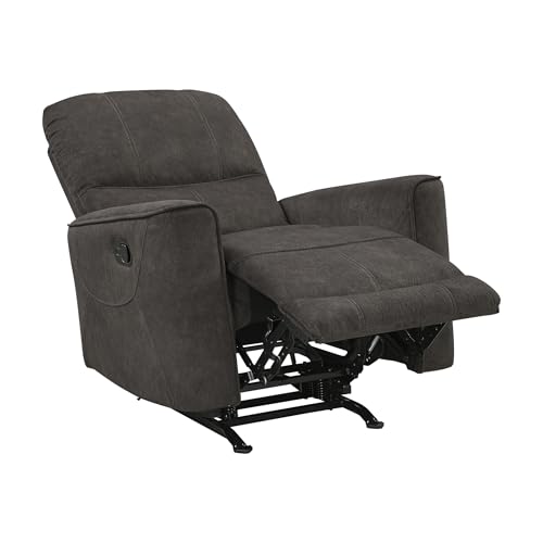 Lexicon Manual Rocker Recliner Chair, Polished Microfiber Manual Reclining Chair with Overstuffed Backrest, Comfy Nursery Recliner for Living Room/Office/Bedroom/Apartment, Easy Assembly, Chocolate