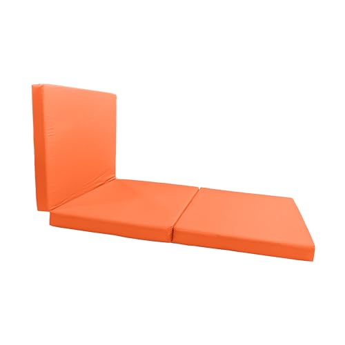D&D Futon Furniture Trifold Foam Beds, Floor Tri-Fold Bed, Foldable Shikibuton Mattress Cushion Topper Mat for Space Saving Sleepover 3x27x75 in, Orange D&D Futon Furniture