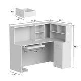 AIEGLE L-Shaped Reception Desk Counter Table with Lockable Drawers & Storage Shelves, Private Workstation for Salon Reception Room Checkout Office, Black (55.9" L x 32.3" W x 48.4" H) AIEGLE