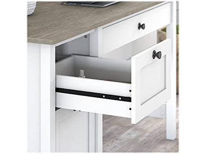 Bush Furniture Mayfield Computer Desk with Drawers| Table and Storage for Home Office Workspace, 54W, Shiplap Gray/Pure White - WoodArtSupply