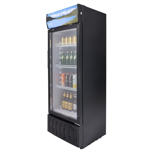 VEVOR Commercial Merchandiser Refrigerator, 6.8 Cu.Ft / 195L Beverage Refrigerator Cooler Merchandiser, Glass Door Display Refrigerator Upright Fridge with 3 Adjustable Shelves, Customizable Lightbox VEVOR