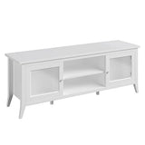 Lavish Home TV Stand - 55-inch Storage Cabinet with 2 Cubbies and 2 Shelves - Entertainment Center for Living Room, Bedroom, or Entryway (White) Lavish Home