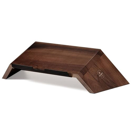 LifeSpan Fitness Ergonomic Wooden Laptop Stand, Desk Riser for 10-17.5" Laptops (19x9.5x3-6", Walnut) LifeSpan Fitness