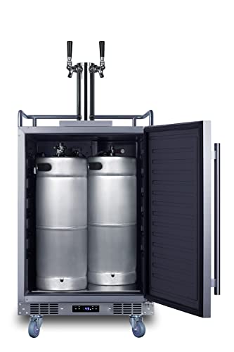 Summit SBC683OSTWIN 24" Wide Built-in or Freestanding Outdoor Beer Kegerator, Dual Tap, Weatherproof, Automatic Defrost, Digital Thermostat, Tap Cool System, Adjustable Shelves, four Casters Summit Appliance