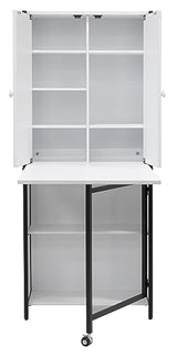 Sew Ready Multipurpose Armoire 58.75" Tall with Folding Top for Craft, Office or Home Sewing Cabinet, Charcoal/White Sew Ready