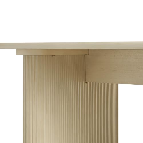 Walker Edison Modern Vertical Reeded Plinth-Base Dining Table, 68 Inch, Birch Walker Edison