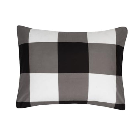 5 Piece Comforter Set Bed in a Bag Buffalo Check Christmas Print All Season Soft Down Alternative Bedding Comforter Set & Luxurious White Microfiber Bed Sheets, Twin, Buffalo Plaid Black/White Sweet Home Collection