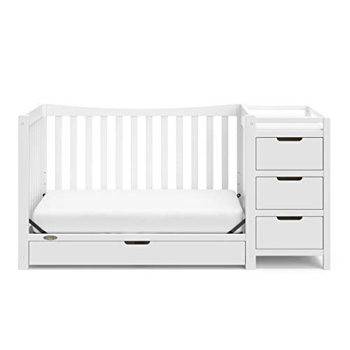 Graco Remi 4-In-1 Convertible Crib & Changer With Drawer (White) – GREENGUARD Gold Certified, Crib And Changing-Table Combo, Includes Changing Pad, Converts To Toddler Bed, Full-Size Bed Graco