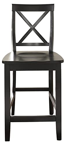 Crosley Furniture X-Back Bar Stool (Set of 2), 24-inch, Black