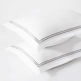 SLEEP ZONE Luxury Hotel Bedding Comforter Set 3-Piece Machine Washable, Lightweight Down Alternative Duvet Insert with Embroidered Stripes, King (106" x 95"), Grey Strips SLEEP ZONE