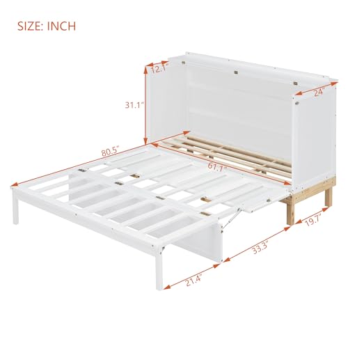Ball & Cast Murphy Bed Cabinet Queen Size,Wood Wall Hideaway Platform Bed Chest with Built-in Charging Station and Desktop,Can Be Used As Cabinets,Space-Saving,for,Dorm,Apartment,Studio,Office,White Ball & Cast