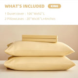 3-Piece Duvet Cover Set, 100% Cotton Solid Color - Modern Minimalist Bedding Set with 1 Duvet Cover & 2 Pillowcases(Yellow, King) Volcano King Coffee