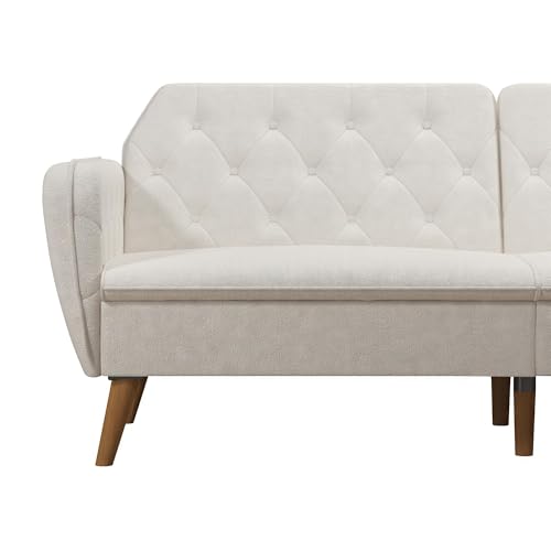 Novogratz Tallulah Memory Foam Futon Couch Bed, Futon Sofa Bed - Ivory Boucle Novogratz