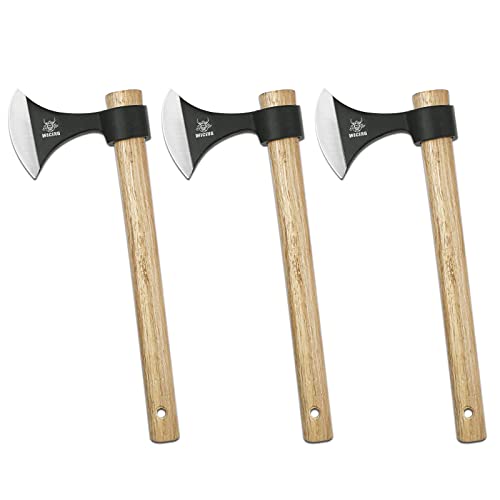 WICING Throwing Axes 3 Pack, 16.2-inch Throwing Tomahawks High Carbon Steel & Wooden Handle, for Axe Throwing Recreation and Competition WICING