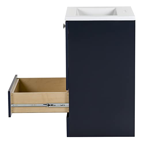 Spring Mill Cabinets Emlyn 24 Inch Bathroom Vanity with White Single Sink Top, 2-Door Cabinet, 1 Drawer, 24.5" W x 18.75" D x 32.89" H, Deep Blue Spring Mill Cabinets