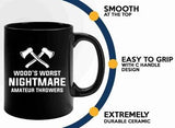 Axe Throw Coffee Mug 11oz Black -Woods worst - Sport Game Tomahawk Target Throwing wooden Competition Hunting Luxe Gifting