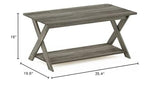 Furinno Modern Simplistic Criss-Crossed Coffee Table, 35.4 in x 19.6 in x 16 in, French Oak Grey Furinno