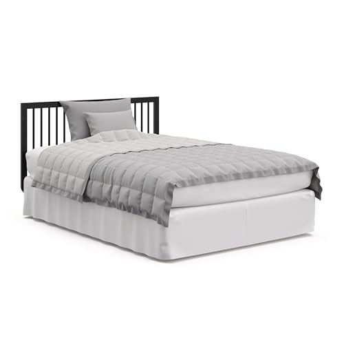 Storkcraft Santorini Deluxe 5-in-1 Convertible Crib with Bonus Toddler Guardrail (Black with Driftwood) – GREENGUARD Gold Certified, Toddler Guardrail Included in Box, Fits Standard Crib Mattress Storkcraft