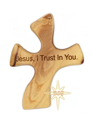 Dacaret Factory Healing Cross | Olive wood | 5'' fits in the hand for praying | Confirmation, First Communion Gifts | Loss of a dear one | Memorial | Christmas Gift (With Engraving) - WoodArtSupply