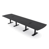 14 Person Arc Rectangle Conference Table with Power & Data | Matte Black Metal T-Bases | Harmony Series Modular Meeting Tables for Offices, Conference Rooms, and Homes | Asian Night - 14ft SKUTCHI DESIGNS INC.