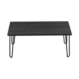Coffee Table with Hairpin Legs - Modern Industrial Style Home Decor - Woodgrain-Look and Steel Accent Living Room Furniture by Lavish Home (Black) Lavish Home